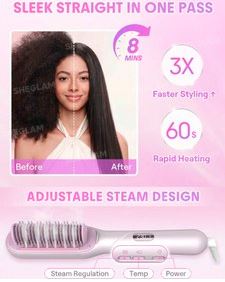 برس حرارتی مو شیگلم مدل بنفش SHEGLAM Purple Heated Hair Brush - Image 2